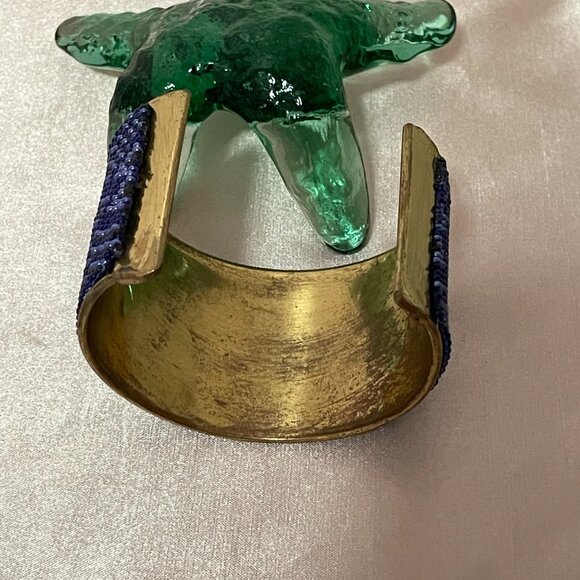 Western Inspired Beaded Cuff Bracelet Blue - Picture 3 of 5